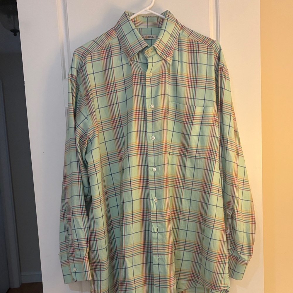 Peter Millar Men’s 100% Cotton Buttondown Plaid Shirt! XL